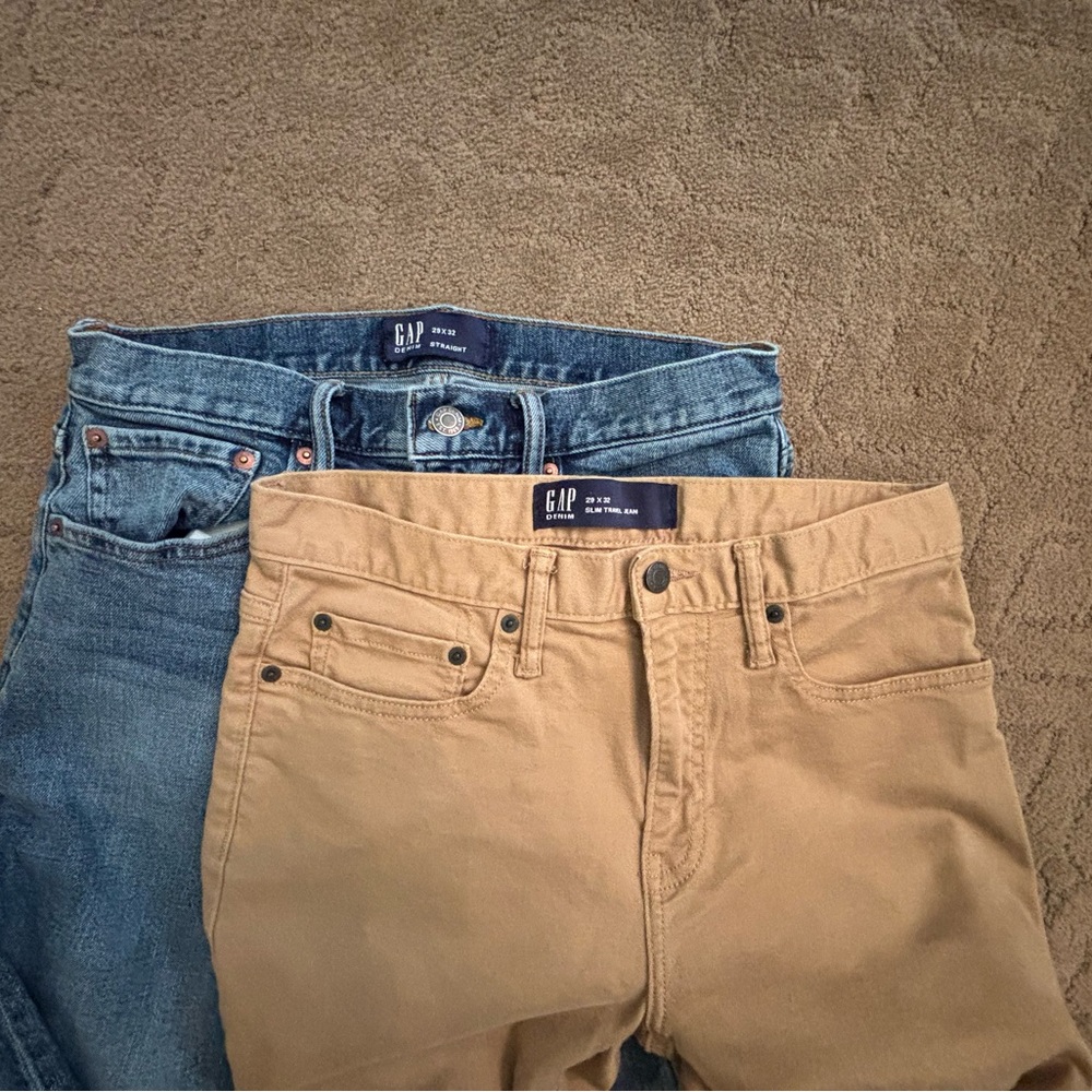 GAP Men's Slim Jeans in Blue and Tan